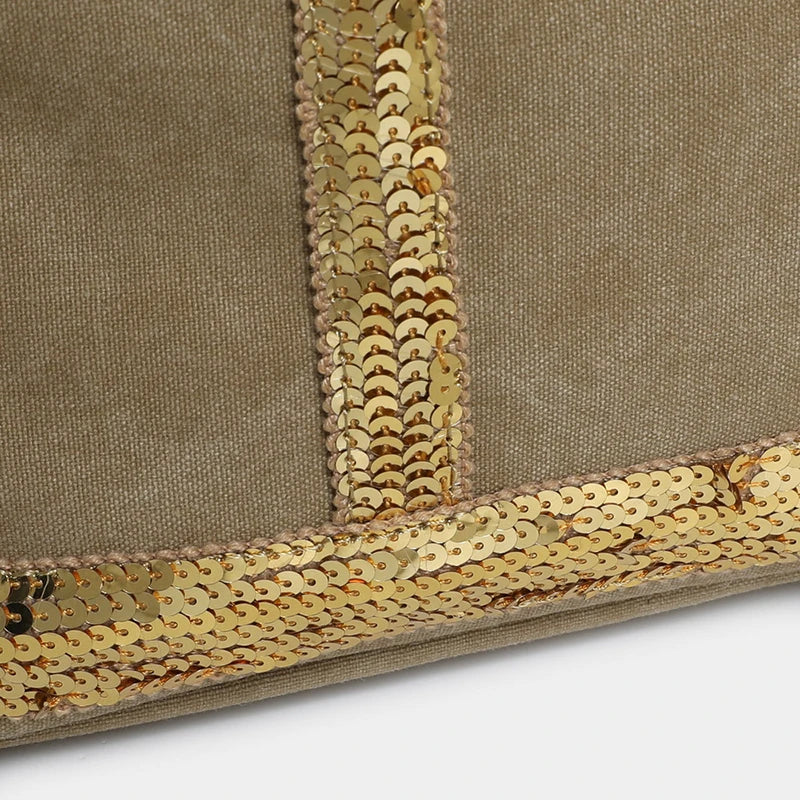Black Work Bag Canvas Tote with Sequin Detail | Naxos