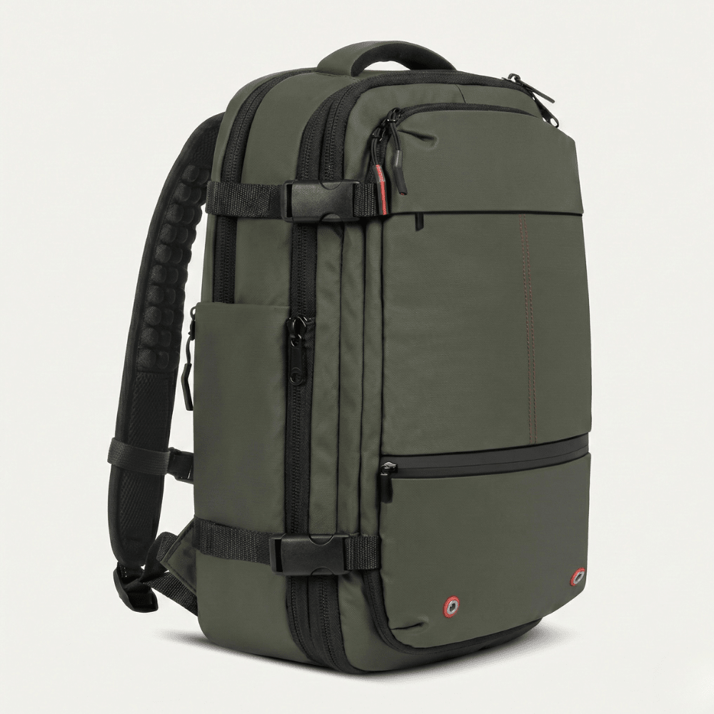 60L Vacuum travel backpack expandable Green waterproof cabin bag carry-on size 55x40x20 fits 17 inch laptop for travelling – AMALIA & DARIO