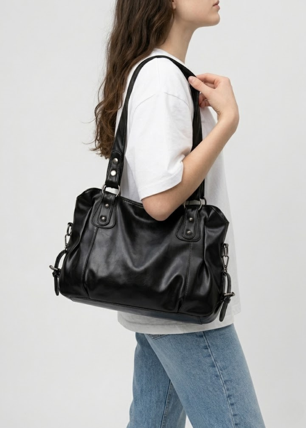 Large black handbag for school | TARANTO