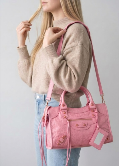 Pink Handbag for School with card holder |  Athens
