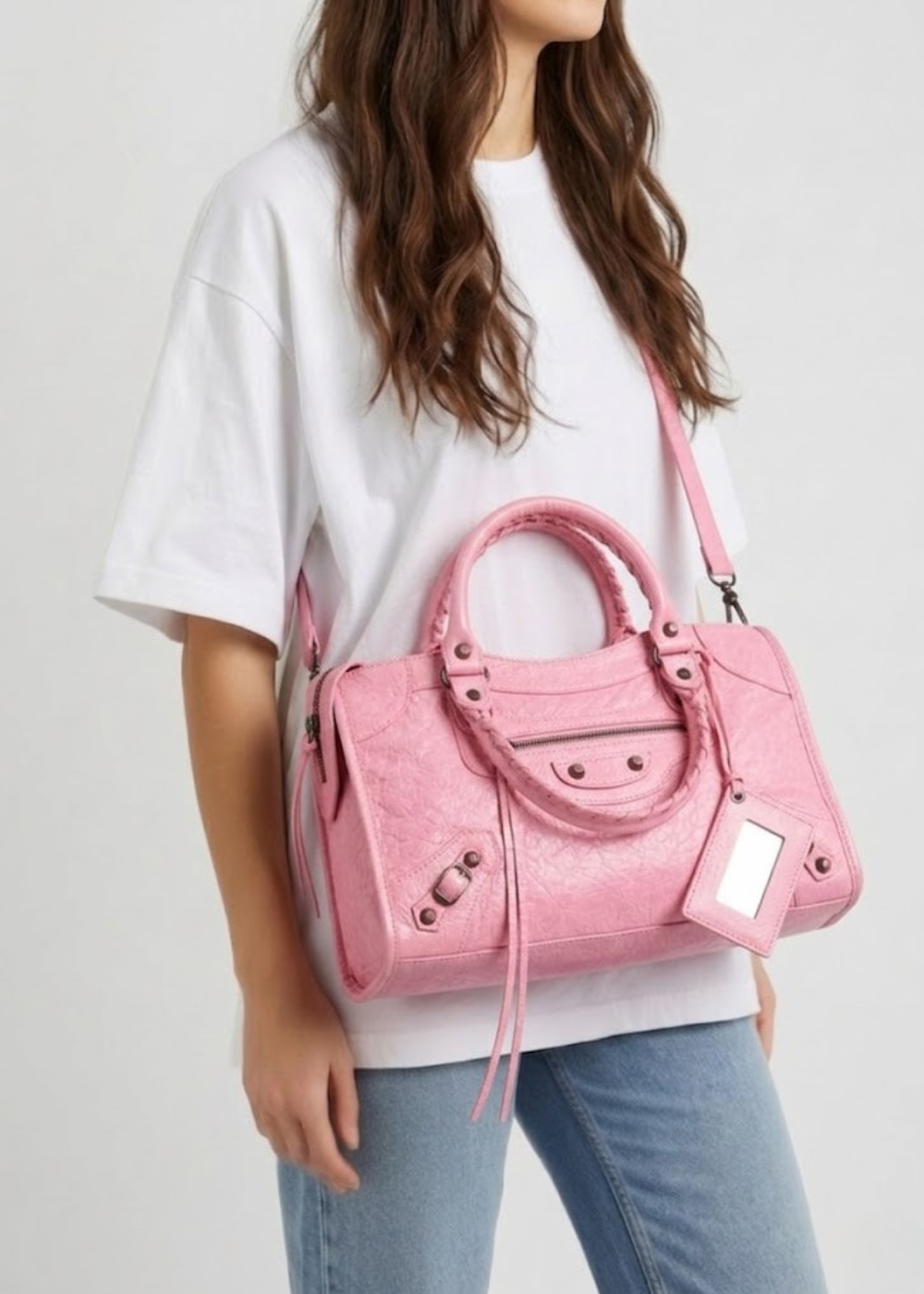 Pink Handbag for School with card holder |  Athens