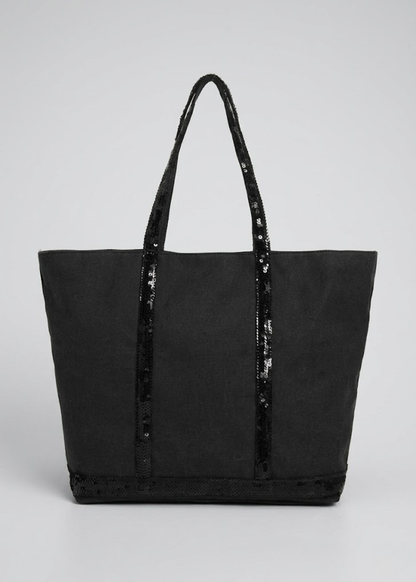 Black Work Bag  Canvas Tote with Sequin Detail | Naxos