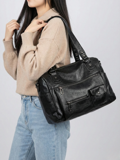 Big handbag for school with a spacious top-zip opening