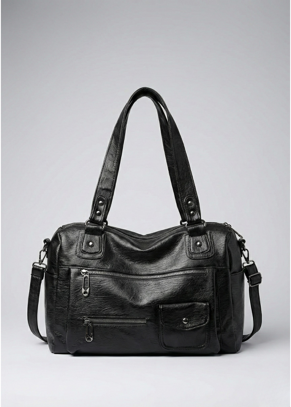 Big handbag for school with a spacious top-zip opening