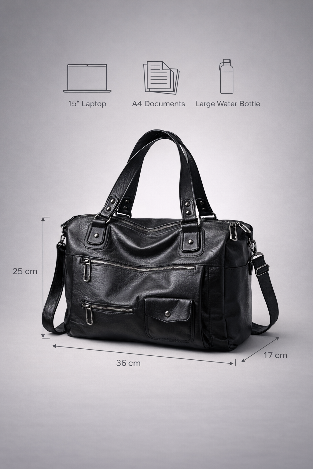 Big handbag for school with a spacious top-zip opening