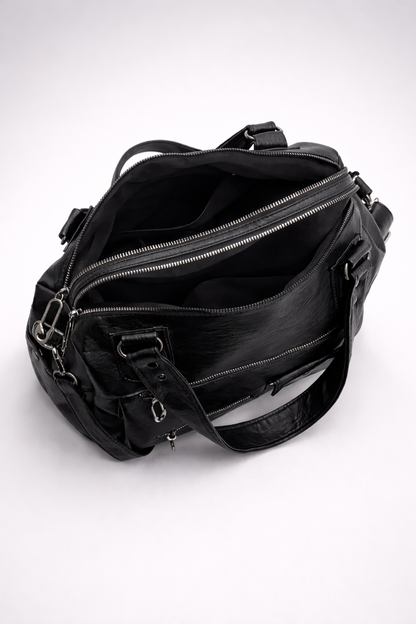 Big handbag for school with a spacious top-zip opening