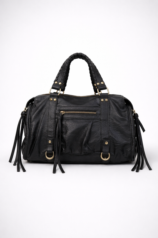 Black Vegan  Leather Handbag for Schools