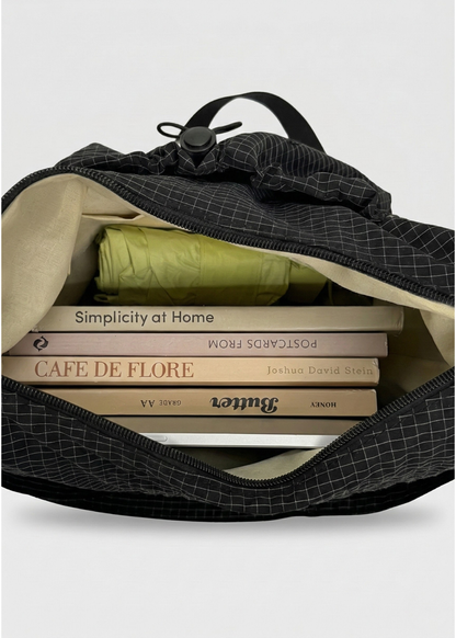 Black Nylon Handbag for School with Zip