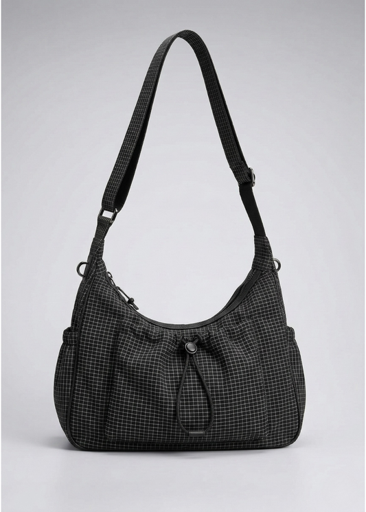 Black Nylon Handbag for School with Zip