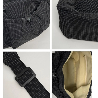 Black Nylon Handbag for School with Zip