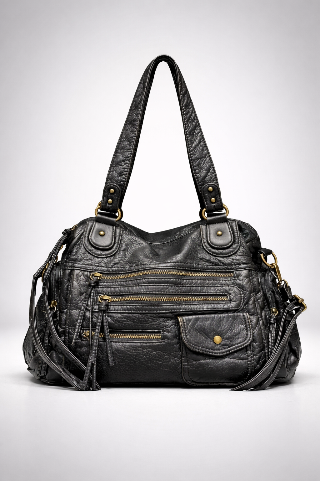 Black go-to shoulder handbag for school