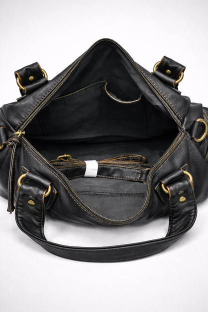 Black go-to shoulder handbag for school