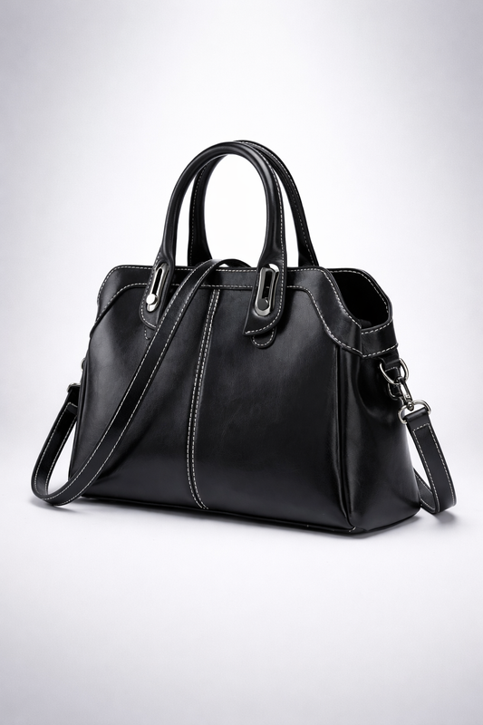 Black leather bag for work