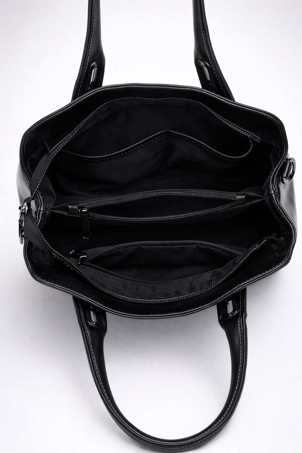 Black leather bag for work