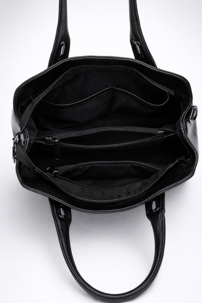 Black leather bag for work