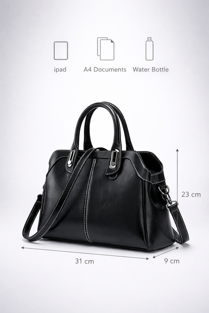 Black leather bag for work