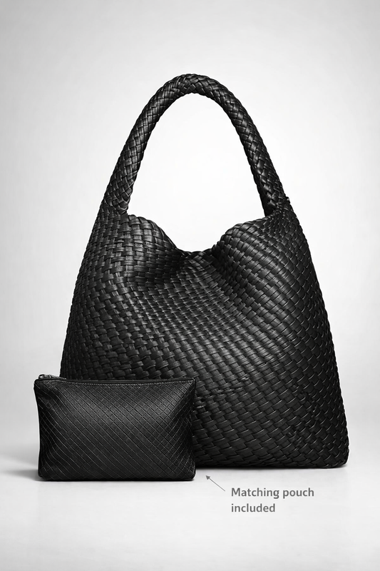 Black vegan  leather work bag