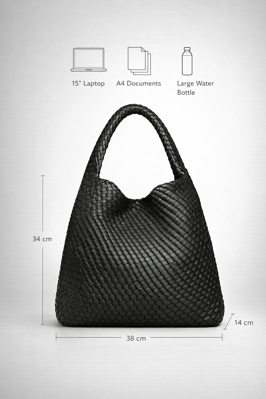 Black vegan  leather work bag