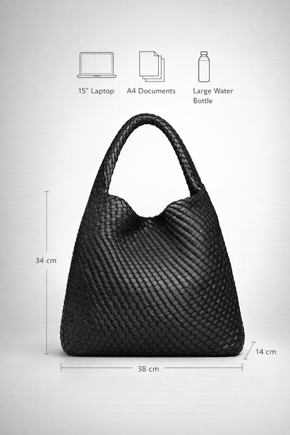 Black vegan  leather work bag