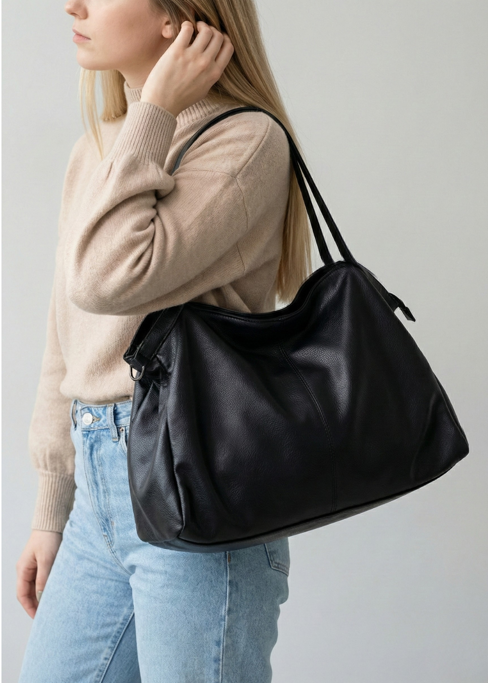 Black tote bag for school