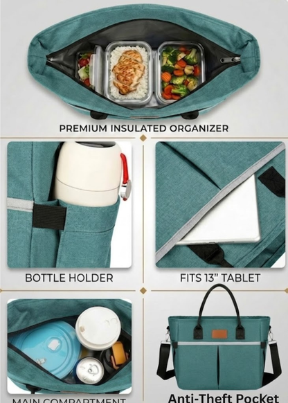 Teal Waterproof Ladies Lunch Tote Bag | The Fitzroy