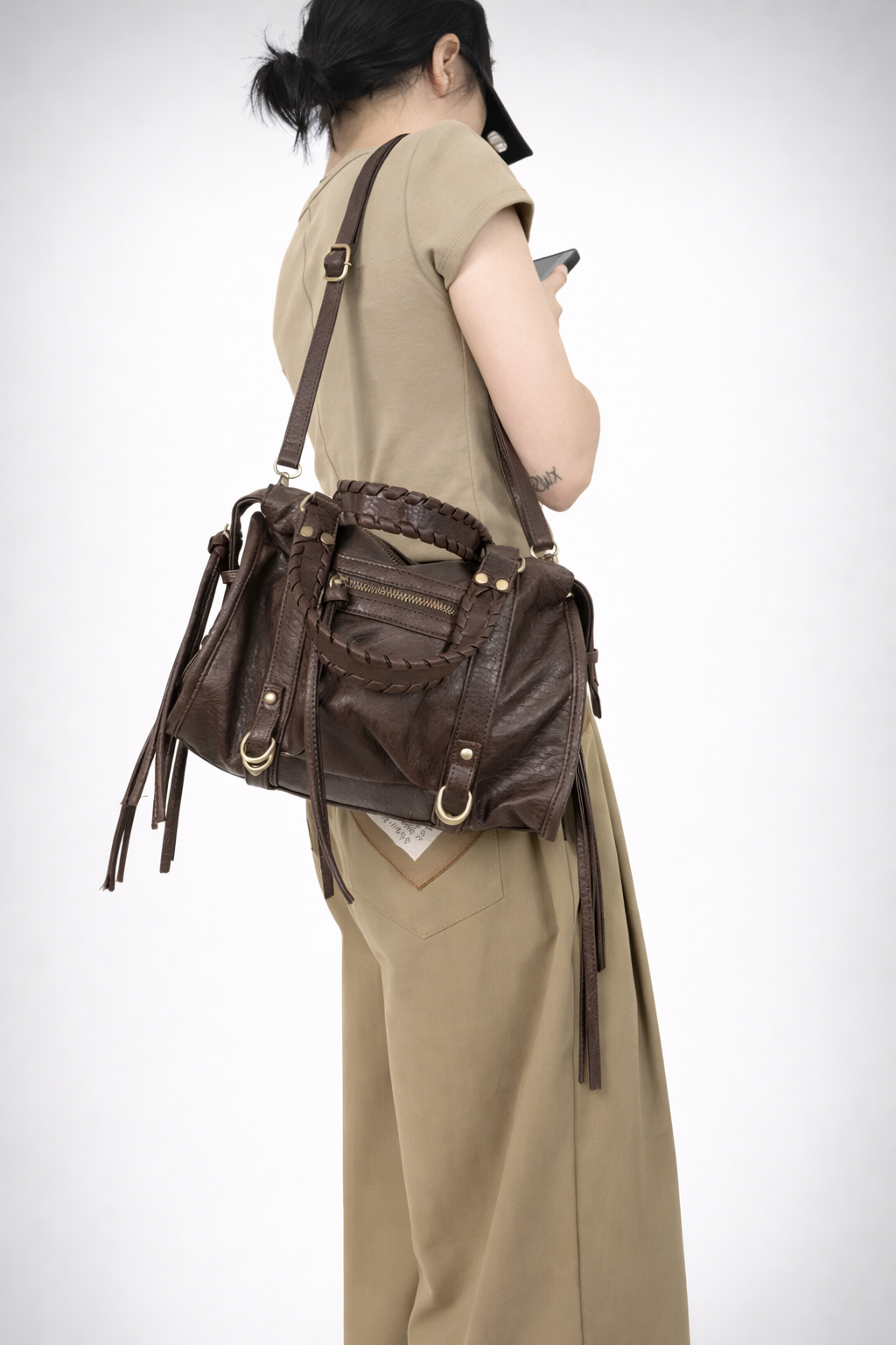 Brown Vegan   Leather Handbag for Schools
