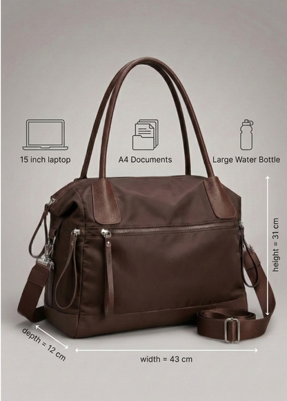 Brown Nylon Tote Bag for School – Warm & Durable