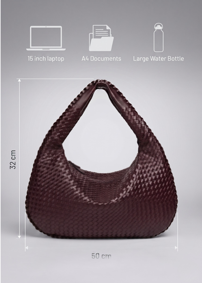 Brown Leather Work Bag  Woven Hobo & Laptop |  Mylos