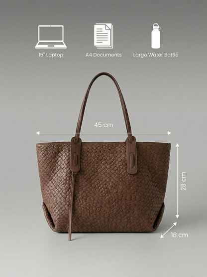 Brown vegan leather work bag