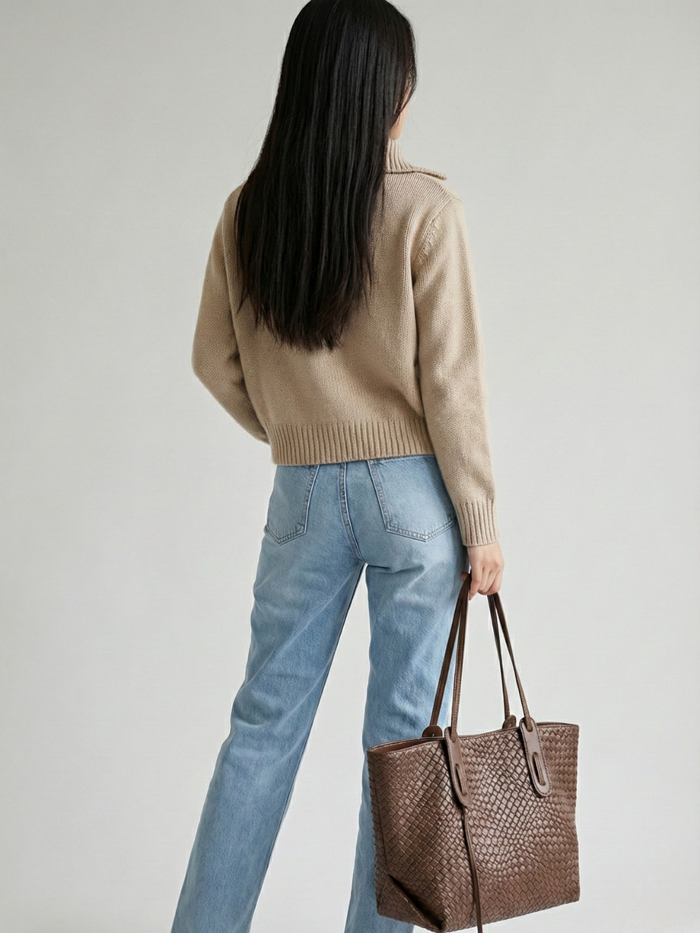 Brown vegan leather work bag