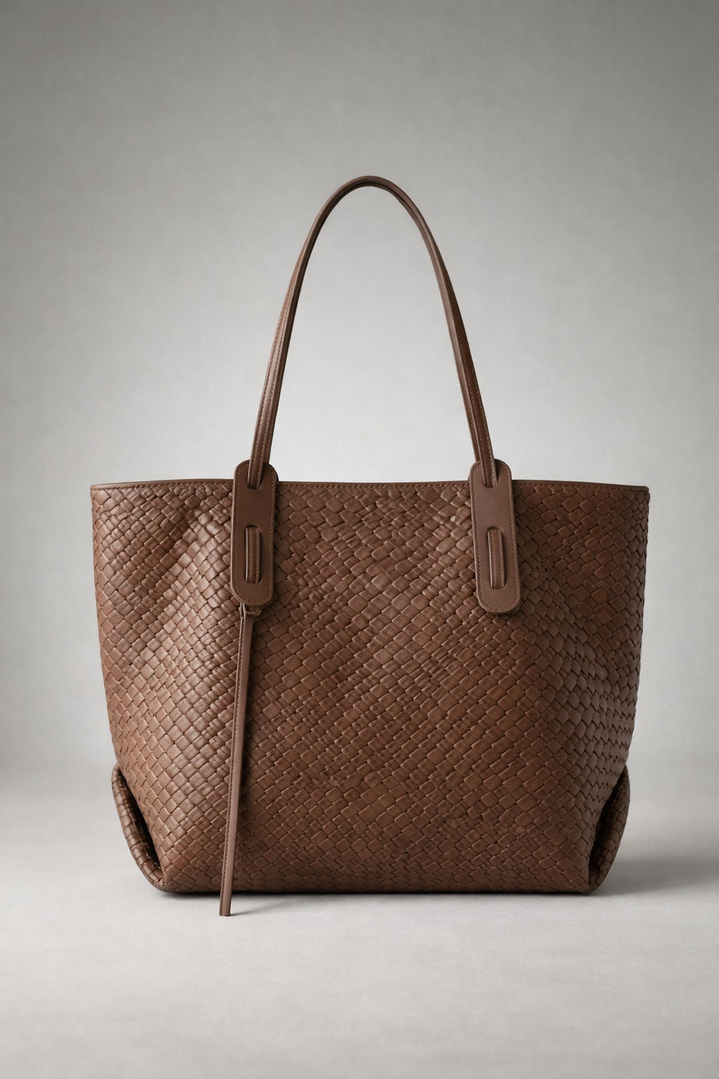 Brown vegan leather work bag