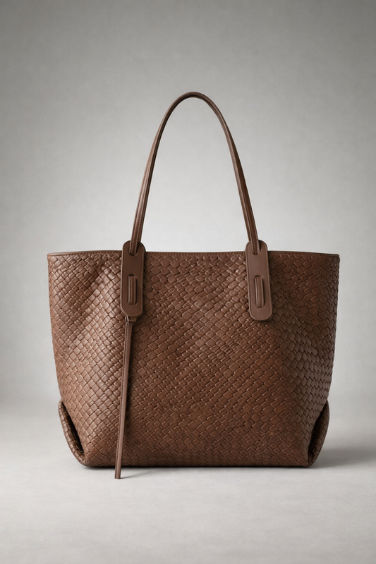 Brown vegan leather work bag