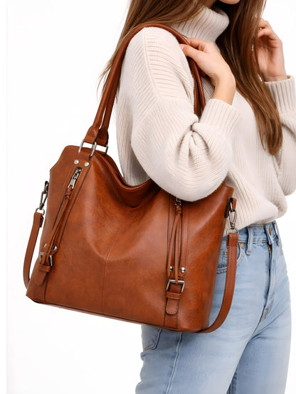 Brown tote bag for school