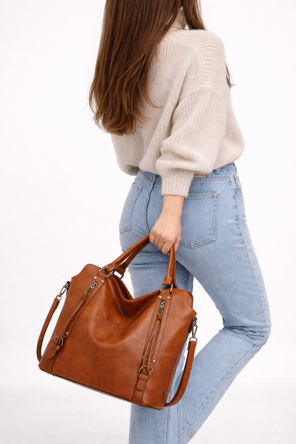 Brown tote bag for school
