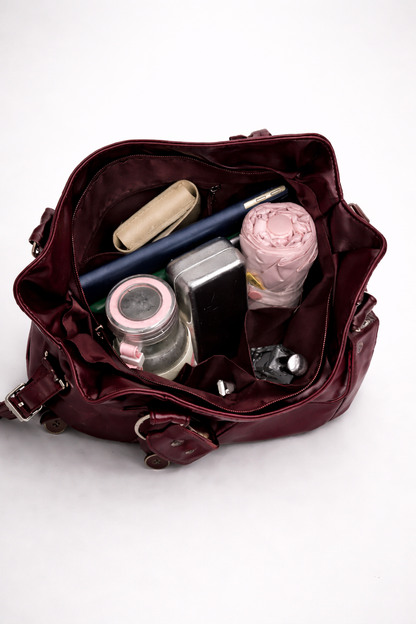 Burgundy Big Handbag for school