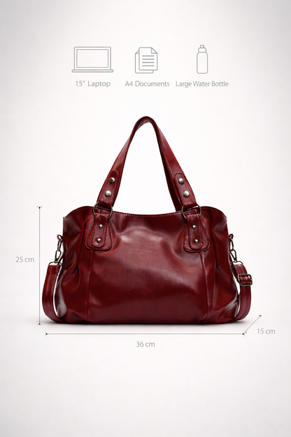 Burgundy Big Handbag for school