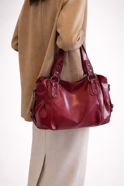 Burgundy Big Handbag for school