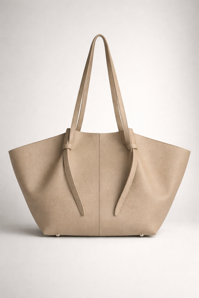 Large beige Leather Tote Bag for uni & office – AMALIA & DARIO