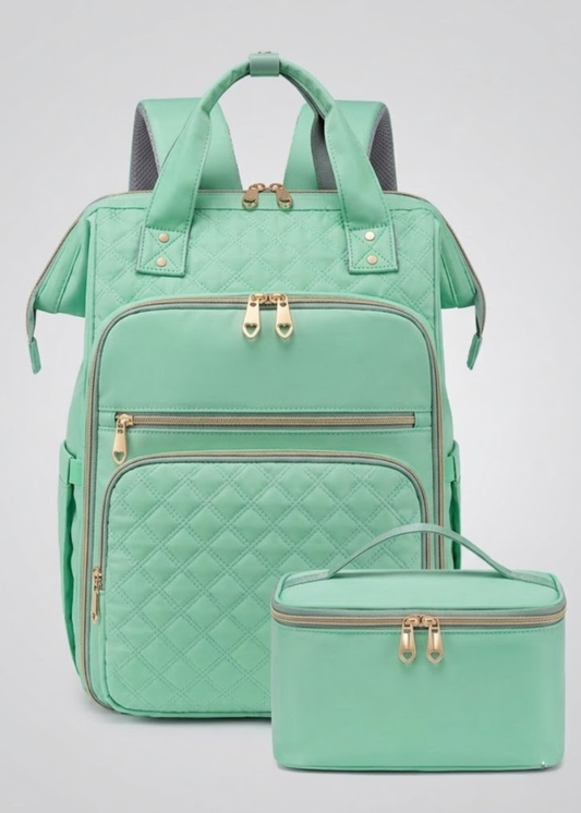 Green Lunch Backpack for Women – Large Insulated Cooler with Laptop 15.6 & Detachable Lunch Tote,