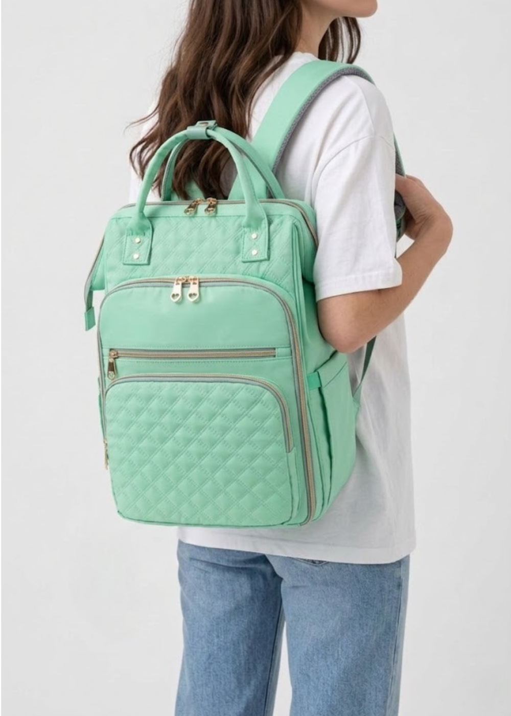 Green Lunch Backpack for Women – Large Insulated Cooler with Laptop 15.6 & Detachable Lunch Tote,