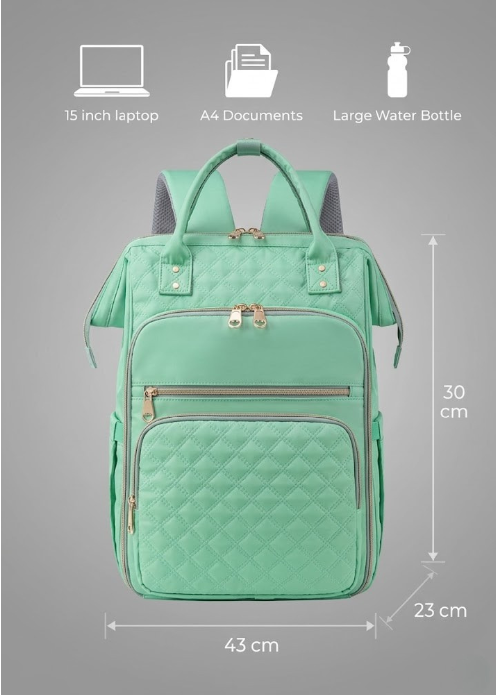 Green Lunch Backpack for Women – Large Insulated Cooler with Laptop 15.6 & Detachable Lunch Tote,