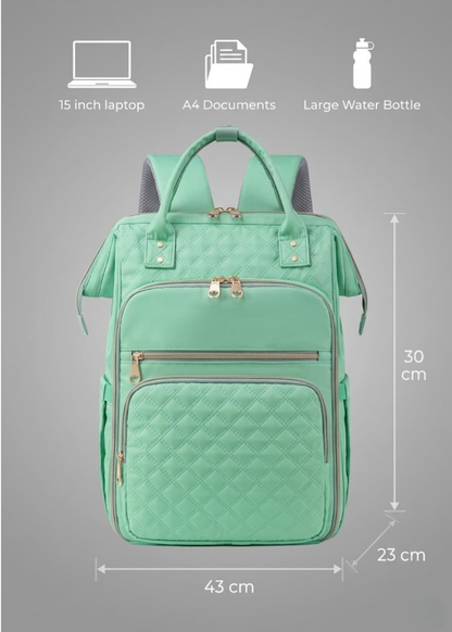 Green Lunch Backpack for Women – Large Insulated Cooler with Laptop 15.6 & Detachable Lunch Tote,