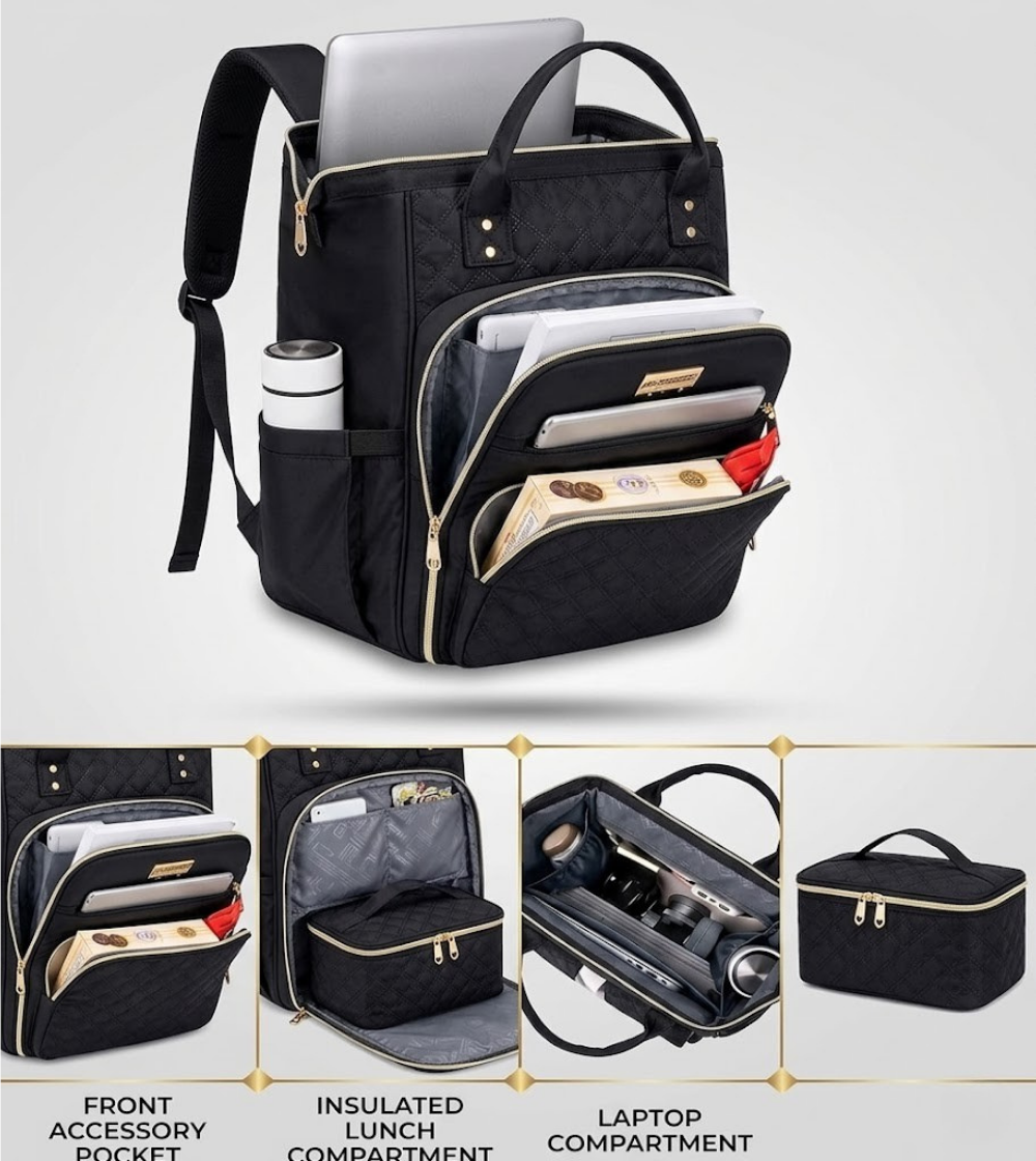 Lunch Backpack for Women with 15.6" Laptop Compartment