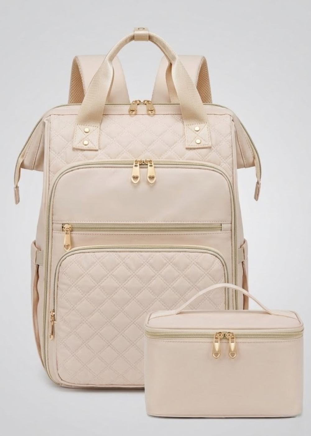 Beige Lunch Backpack for Women – Stylish 26L Insulated with Laptop 15.6 & Detachable Lunch Tote,