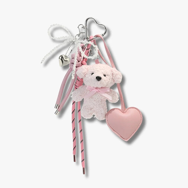Pink Heart Teddy Bear Bag Charm