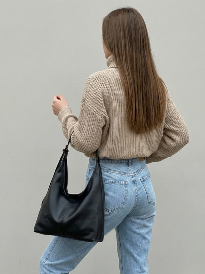 Faux leather tote bag for work