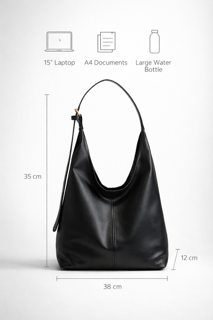 Faux leather tote bag for work