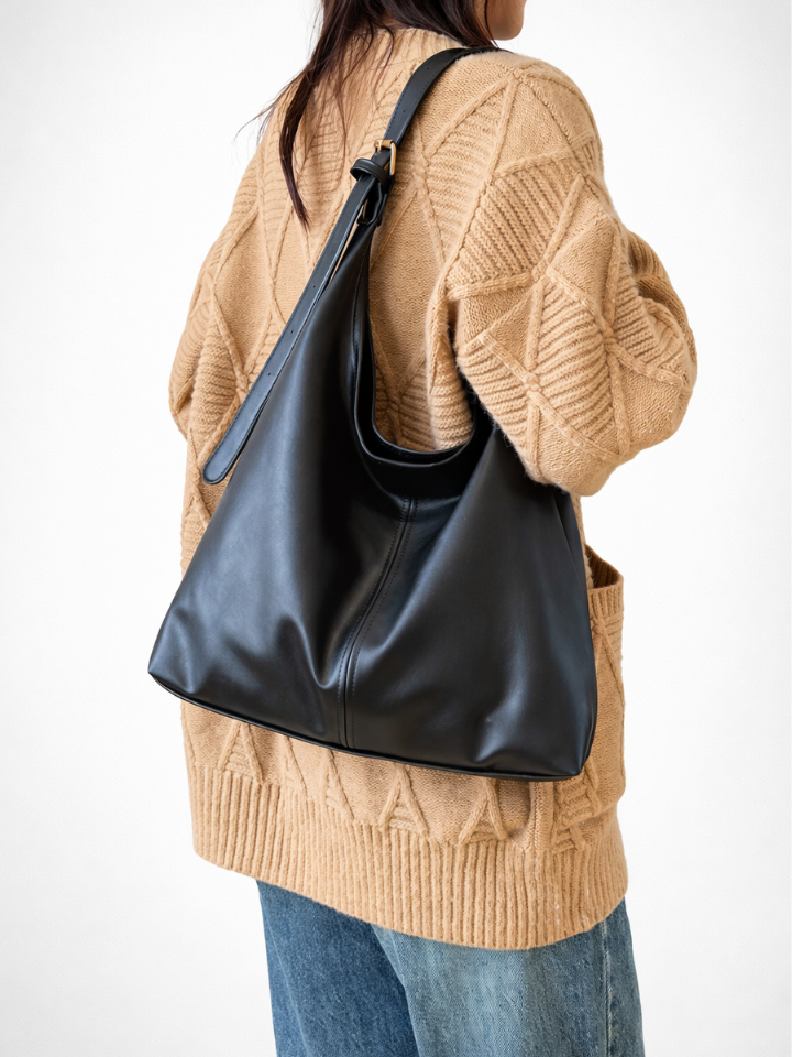 Faux leather tote bag for work