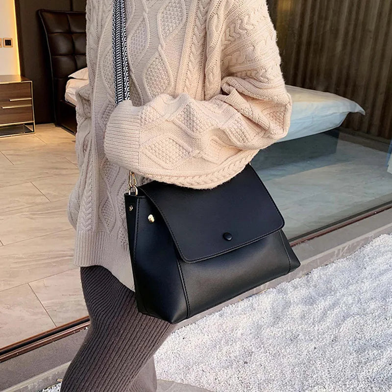 Flap Satchel with Woven Strap | Nancy