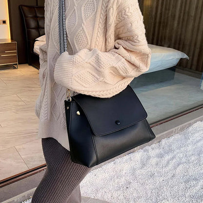 Flap Satchel with Woven Strap | Nancy